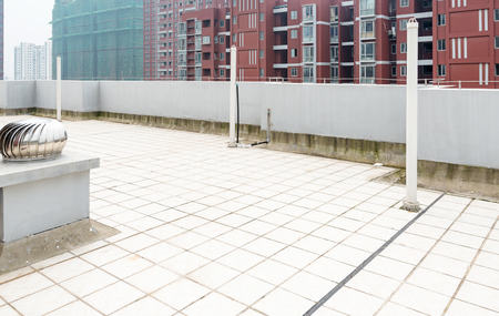 Empty modern terrace area and city view.の写真素材