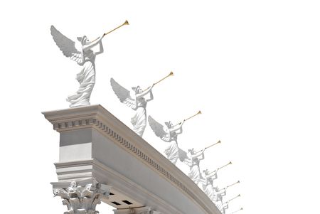Angels with golden trumpets-isolatedの写真素材