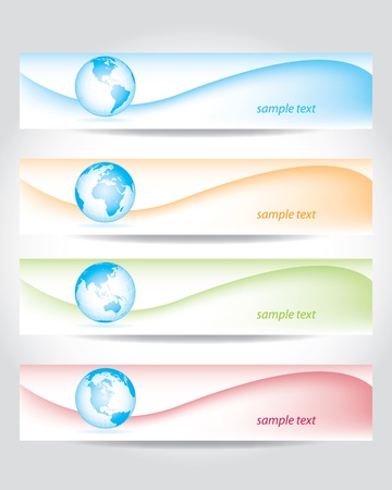 Banners with world mapsのイラスト素材