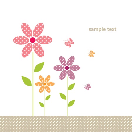 cute greeting card with flowerのイラスト素材