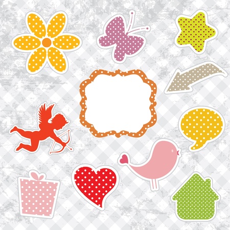 set of cute vintage elementsのイラスト素材