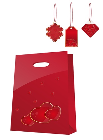 shopping bag  with heart  and labelのイラスト素材
