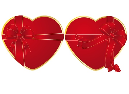 hearts with bows and ribbonsのイラスト素材