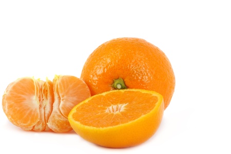fresh mandarin isolated on whiteの写真素材