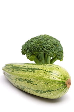  Zucchini and broccoli isolated on white backgroundの写真素材