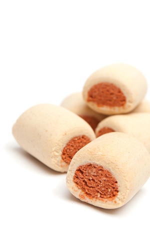 dog food isolated on whiteの写真素材