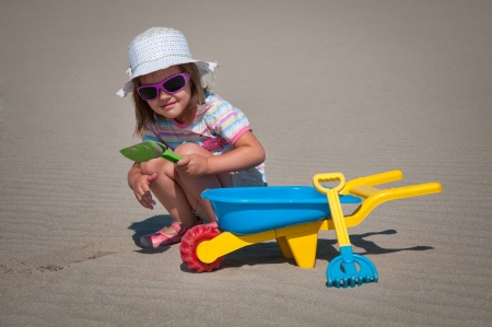 little girl on beachの写真素材