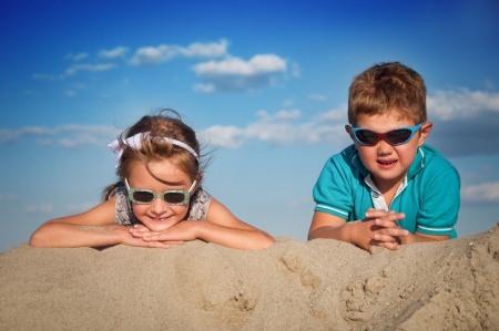 children on the beachの写真素材