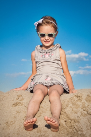 little girl on beachの写真素材