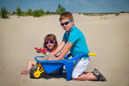 children on the beachの写真素材