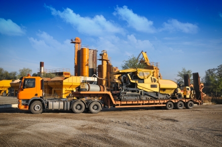 Truck on the asphalt plantの写真素材