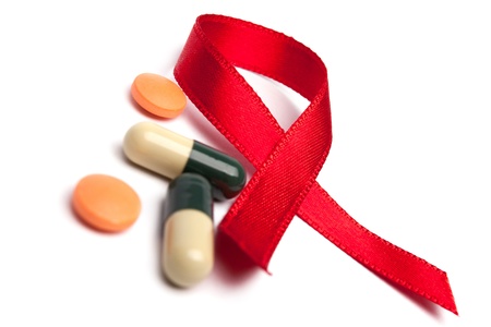 Red ribbon is symbol of aids の写真素材