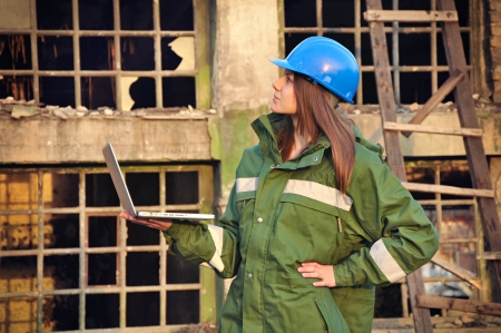 Female architect with helmetの写真素材