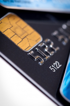 credit cards isolated on white backgroundの写真素材