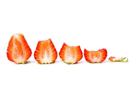  fresh strawberries isolated on white backgroundの写真素材