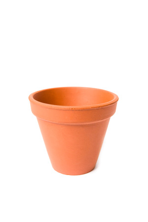 Decorative clay flower pots isolated on the whiteの写真素材