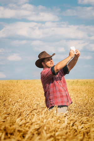 Farmer in fieldの写真素材