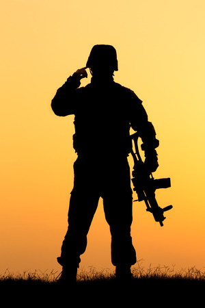 Silhouette of a soldier.の写真素材