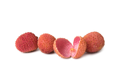 Lychees isolated on whiteの写真素材