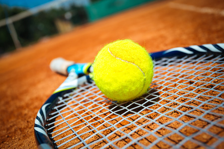 Tennis racket and ballの写真素材