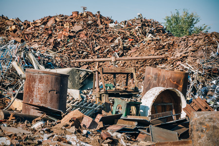 Scrap metal ready for recyclingの写真素材
