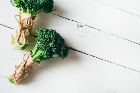 Broccoli on a wooden table