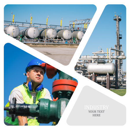 Oil And Gas Industry. Manufacturing photo collageのeditorial素材