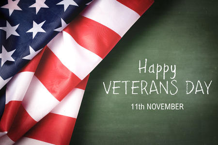 Happy Veterans Day with American flag