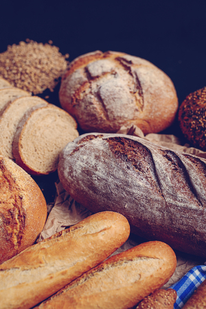 Freshly baked handmade breads.の写真素材