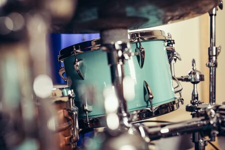 Detail of a drum kit closeup . Drums on stage retro vintage picture.の写真素材