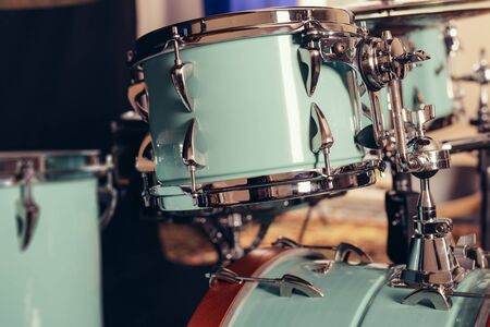 Detail of a drum kit closeup . Drums on stage retro vintage picture.の写真素材