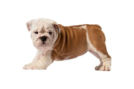 English bulldog puppy isolated on a white backgroundの写真素材