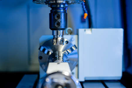 Close up of CNC machine processing