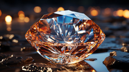 crystal bowl on the background of burning candles. close-upの素材