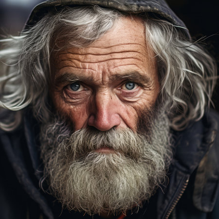 Portrait of an old man with a gray beard and mustache.の素材