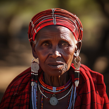 Portrait of an unidentified Masai woman. The Masai people are a Nilotic ethnic group living in northern Namibiaの素材