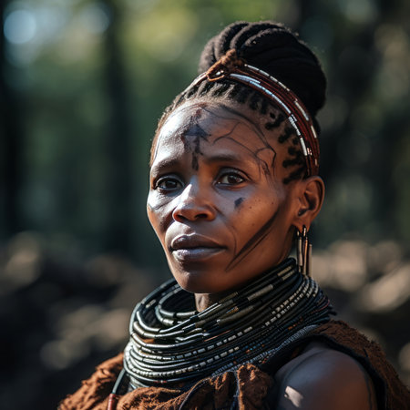 Portrait of an unidentified Himba woman from the Masai Mara tribe.の素材