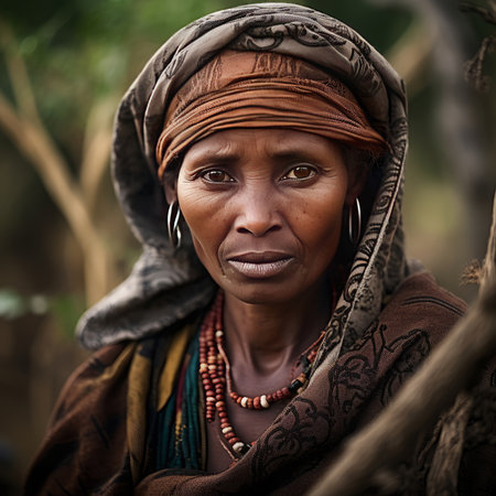 Portrait of an old woman in the village of Chobe, Botswana.の素材