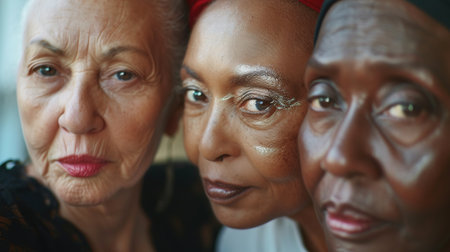 Portrait of a senior African American woman with her family at homeの素材