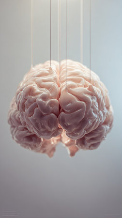 Human brain with strings attached, portraying control of mind and thoughtの素材