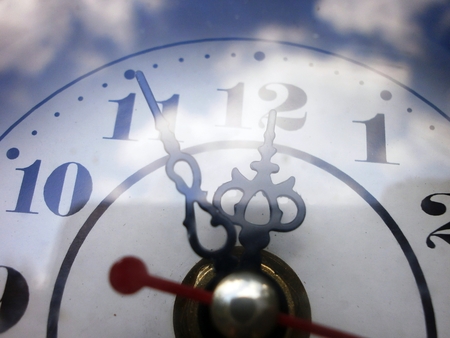 Five minutes to twelve,clocks.The clock shows five minutes to twelve, the last  is moment to do you do something  in life profitably.の写真素材