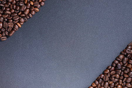 Coffee beans frame on dark backgroundの写真素材