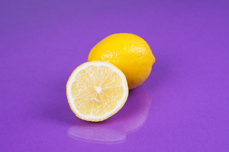 lemon on purple backgroundの写真素材