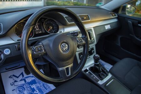 BELGRADE, SERBIA, OCTOBER 14. 2018 : Passat B7 blue motion steering wheelのeditorial素材