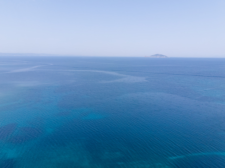 Drone aerial view of blue sea waterの写真素材