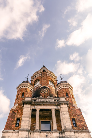 The Millennium Tower known as Gardos tower in Zemun county of Belgrade the capital of Serbia.The view of front of the tower with cloudy sky in background.のeditorial素材