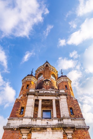 The Millennium Tower known as Gardos tower in Zemun county of Belgrade the capital of Serbia.The view of front of the tower with cloudy sky in background.のeditorial素材