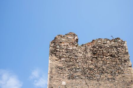Destroyed tower of Medieval fortress in Smederevo, Serbia, on coast of Danube river.の写真素材