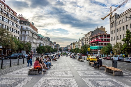 Prague, Czech Republic - Juli 22, 2019: Wenceslas square in Prague, Czech Republicのeditorial素材
