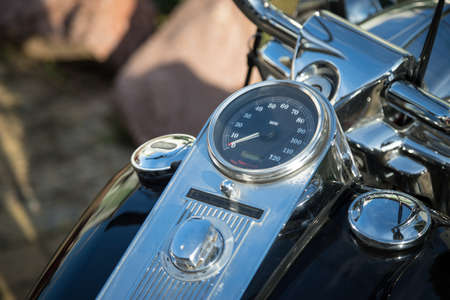 Pancevo, Serbia - September 27, 2019: Old timer motorcycle parked in collectors museum courtyard.